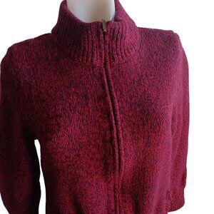 Medium L.L. Bean Sweater Jacket Womens Lambs wool Red Heather Full-Zip